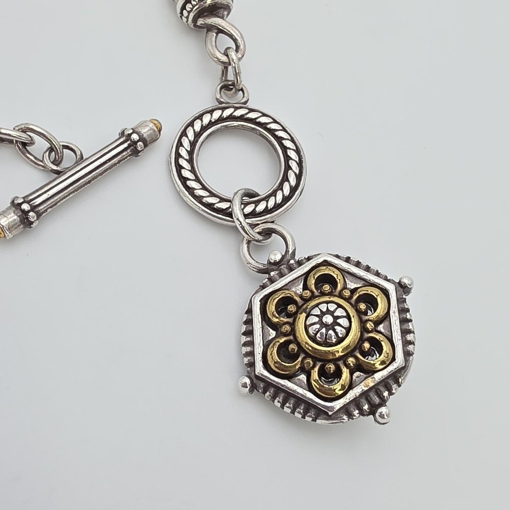 Brighton Silver and Gold Two-Tone Toggle Bracelet - Picture 2 of 8